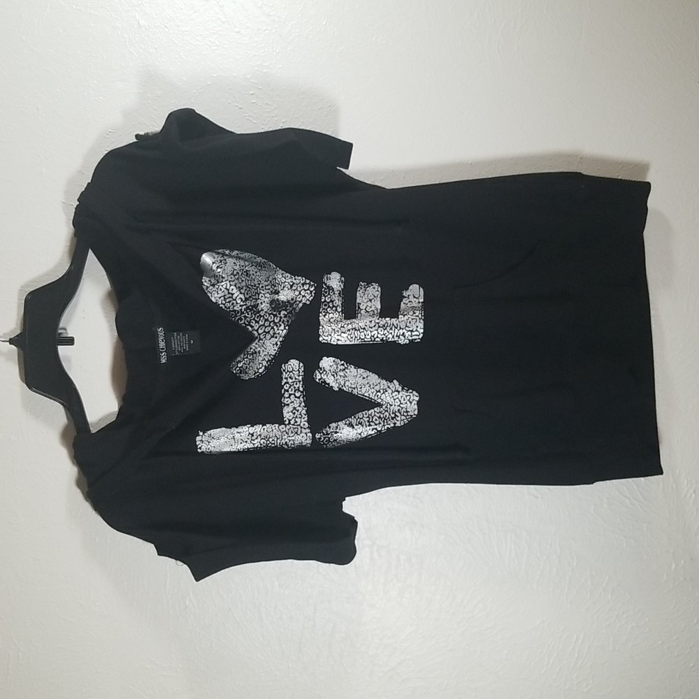 Love Shortsleeve Sweatshirt Black / Silver Size M with Hoodie